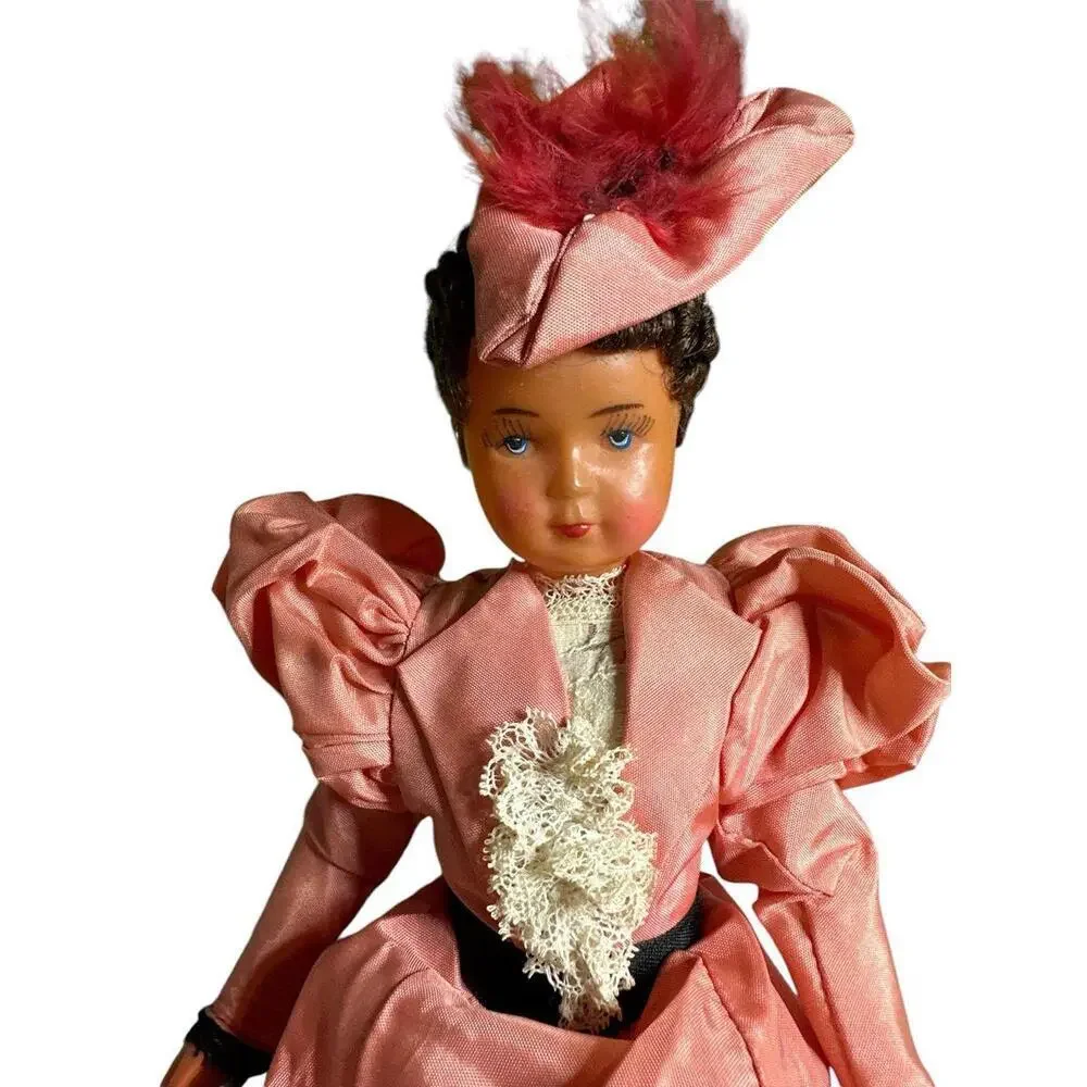 Vintage Toy French Pink Fancy Dress Costume 1940's Celluloid Doll 8